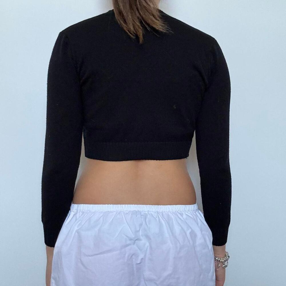 Y2K Black Cropped Cardigan w/ Big Buttons - Picture 4 of 4